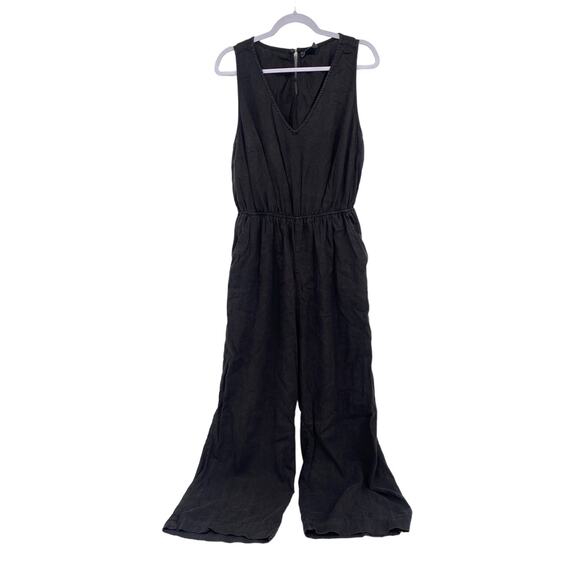 Universal Thread Pants - Universal Thread Black Linen V Neck Open Back Sleeveless Jumpsuit Womens L